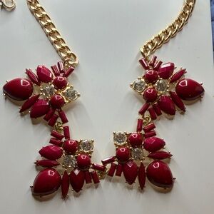 Elegant Gold and Red Statement Necklace